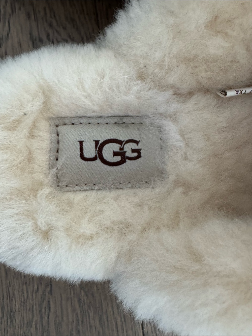 UGG Chestnut Suede and Sheepskin Slippers with Cream Fur Trim - Picture 4 of 6